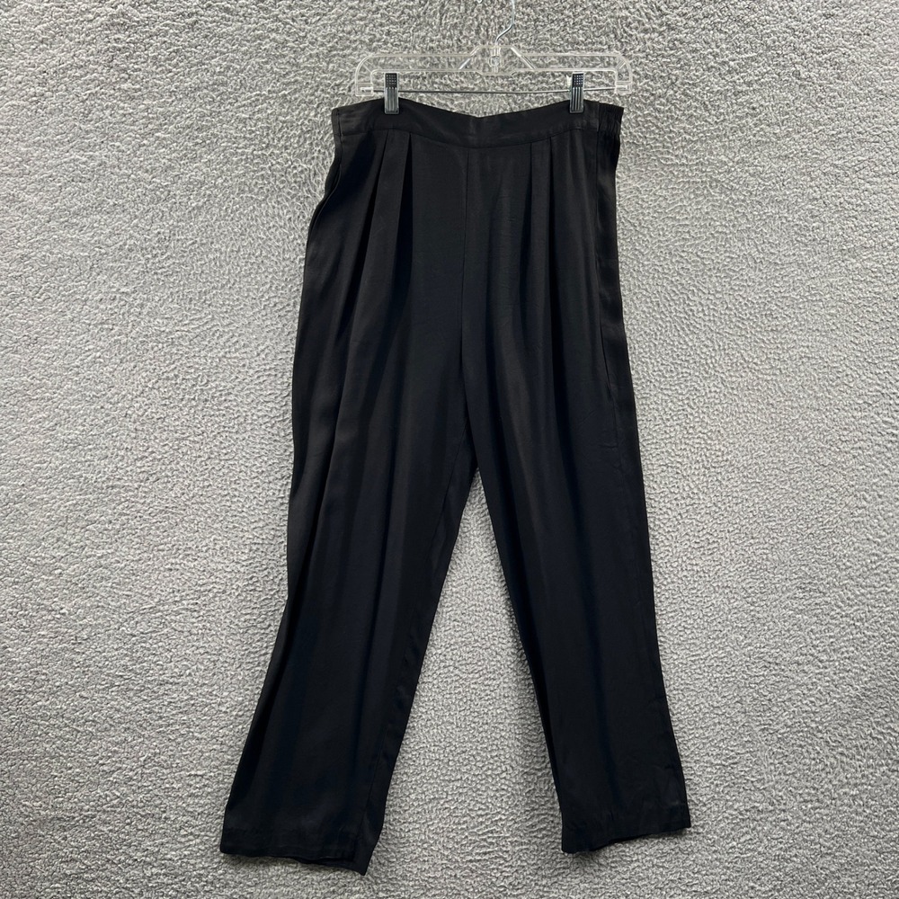 Womens Pleated Pants M Minimalist Quiet Luxury Relaxed Office Workwear Casual